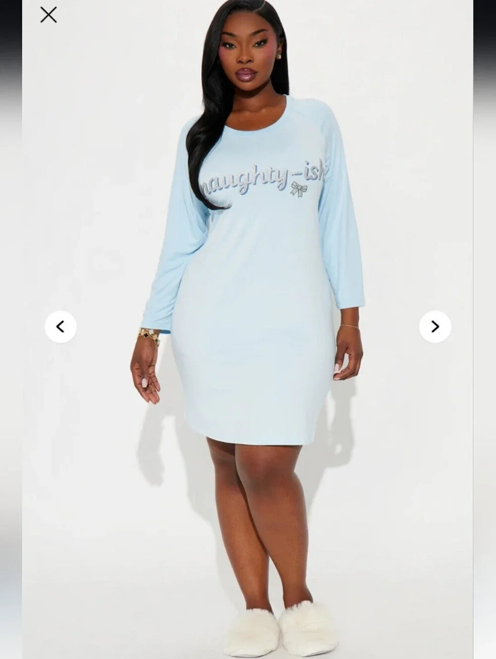 Fashion Nova Naughtyish Glitter PJ Sleep Shirt - Light Blue 1X (EUC)